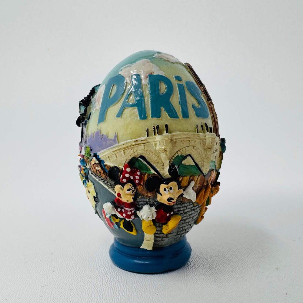 Disney Paris Mickey Minnie Mouse Eiffel Tower Hinged Egg Trinket Souvenir